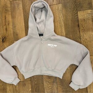 White Fox Boutique Gray Cropped Hoodie and pants set
